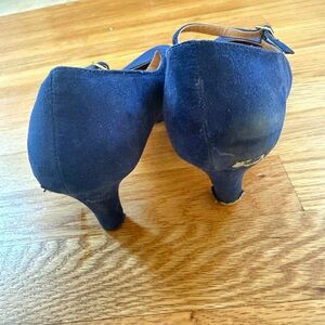 Women's Navy Suede Ankle-Strap Heels